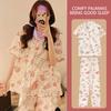 Japanese Kitty Cat Pajamas Women's Summer Thin Short-sleeved Trousers Loose Plus Size Girl Raw Loungewear Set