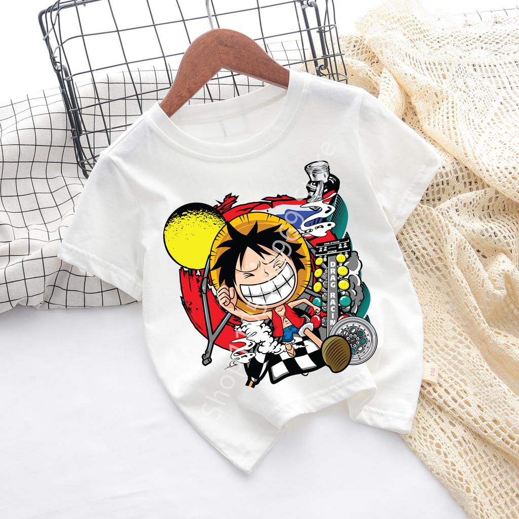 Cartoon Anime One Pieces Tshirt Kids Clothes Boys Absorb Sweat Breathable TShirt Children Girls Tees Summer Teen Clothes