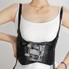 Women's Decorative Belt for Skirts - Premium Black Wide Waistband, Trendy Vest Design, Unique Leather Belt