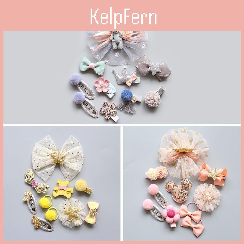 Baby Girls Hairpin 10pcs Girl Hair Tie Childrens Crown Bowknot Chiffon Cartoon Hair Clips