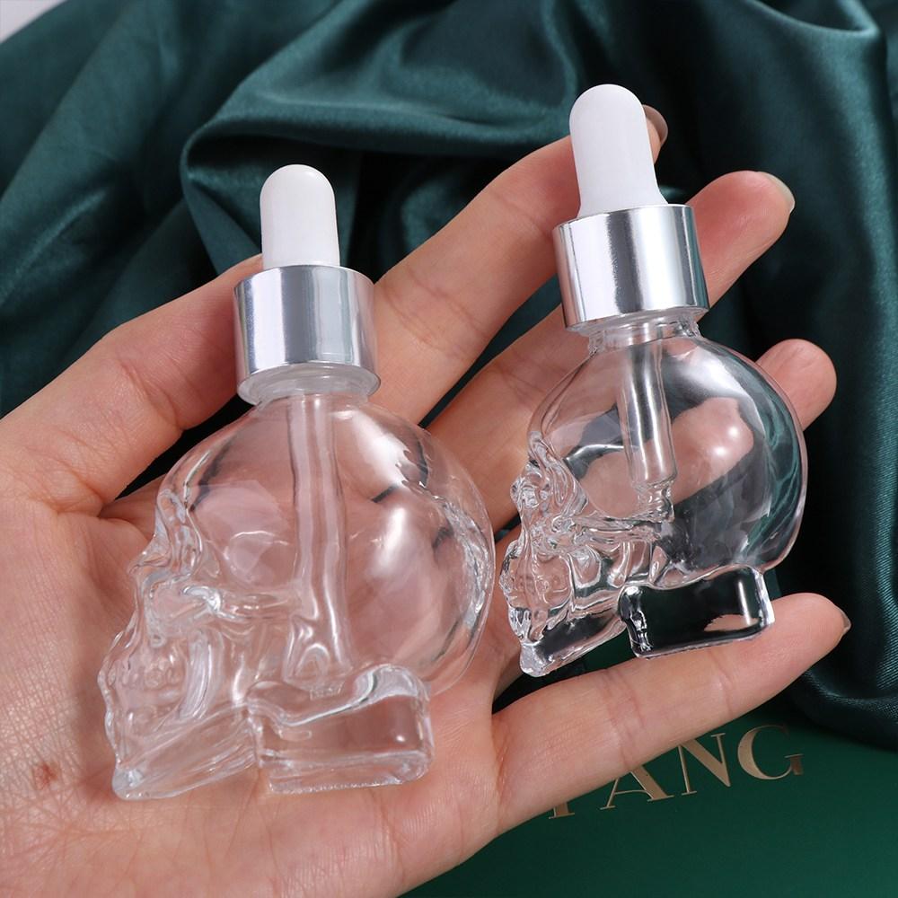Transparent Skull Shape  Bottle with Pipette Glass Liquid Dropper Bottle Portable   Travel