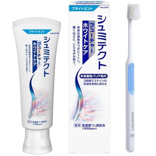 

Отбеливающая зубная паста Shumitect Future White Care для чувствительных зубов, высокая концентрация фторида (1450 частей на миллион), Отбеливание, Удаление пятен и Зубная щетка