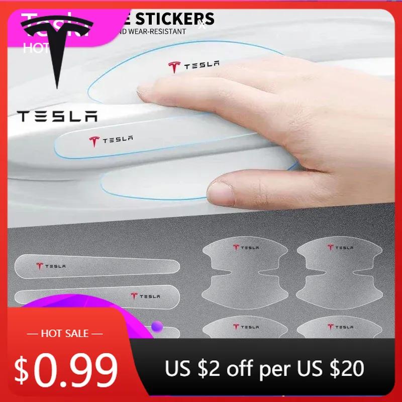Autoaufkleber 2025 Neu Tesla Autotürschale Griff Kratzfest Transparente Aufkleber Für Tesla Model 3 2021 S X Y Stil Roadster In