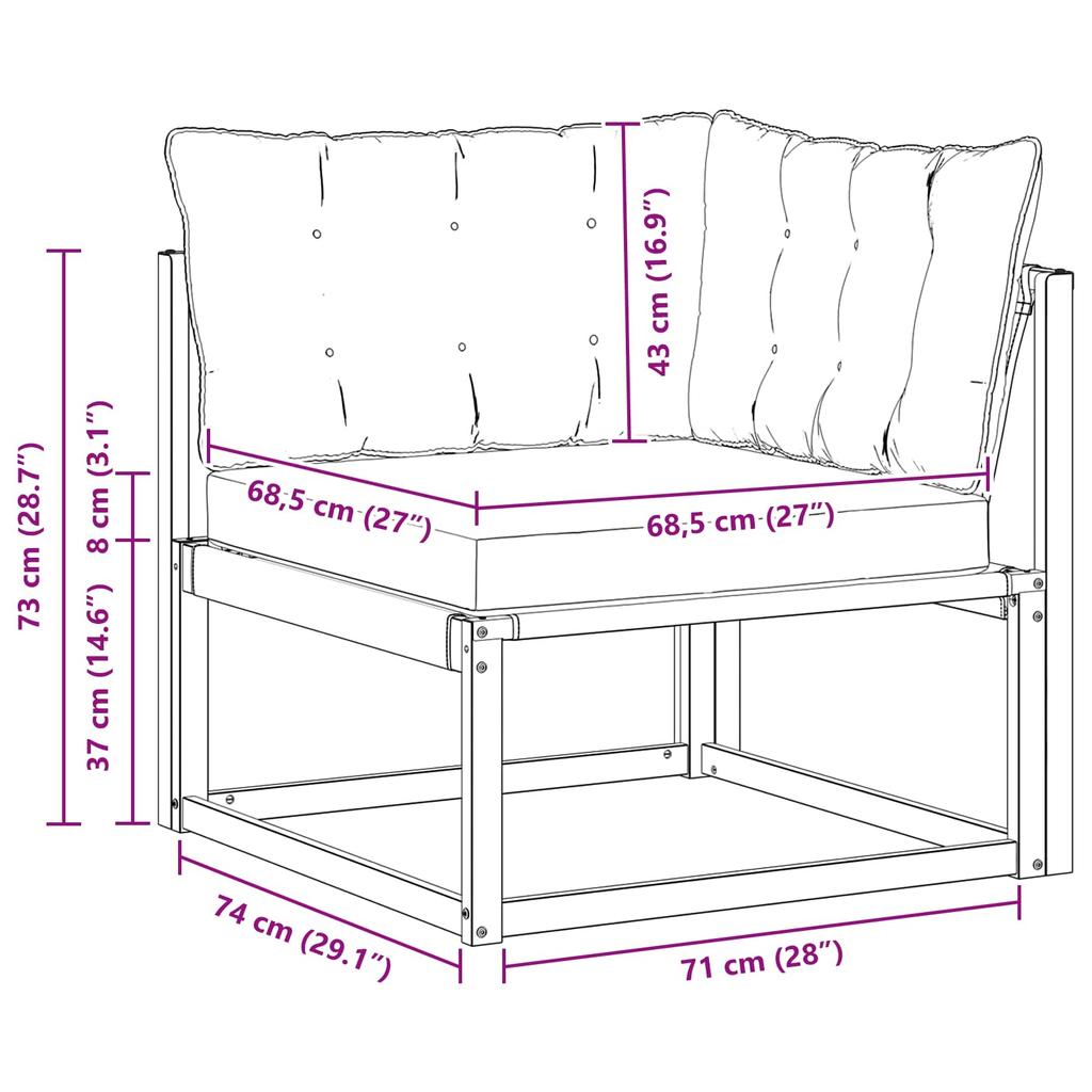 Outdoor Corner Sofa Solid Wood Acacia Natural
