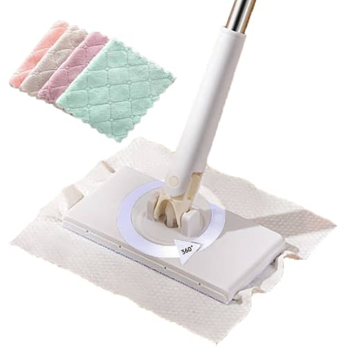 Wet/Dry Mop: Automatic Mop with Cloth Clamp, Paper Towel Holder, Floor Mop, Washcloth Clamp, Wet/Dry Mop, Mess-Free Hand Mop, Fully Automatic Towel Mo