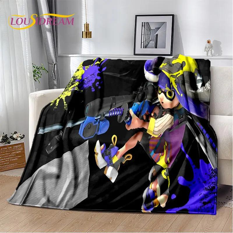 Oyunlar, Splatoon, Karikatür Yumuşak Peluş Battaniye, Flanel Battaniye Oturma Odası Yatak Odası Yatak Kanepe Piknik Örtüsü için Battaniye Atmak Bettdecke