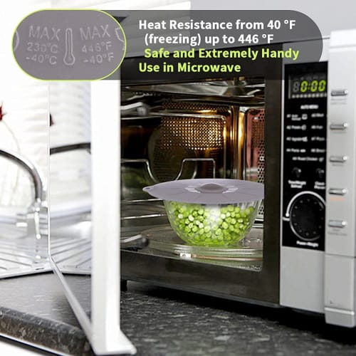 Silicone Pot and Pan Lids - Food and Bowl Covers, Food Safe, BPA-Free, Silicone Bowl Cover, Microwave Cover (Gray)