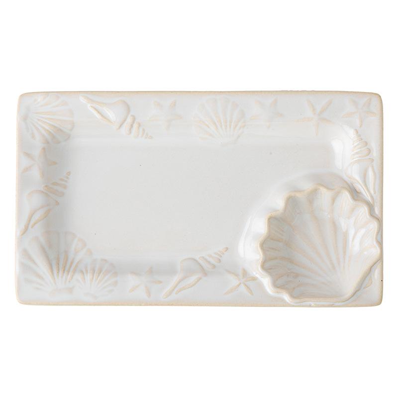 

Haibei ретро рельеф 7,5 дюймов керамическая прямоугольная тарелка с лентой французская тарелка для пельменей закусочная тарелка трансграничный экспорт 7.5inches