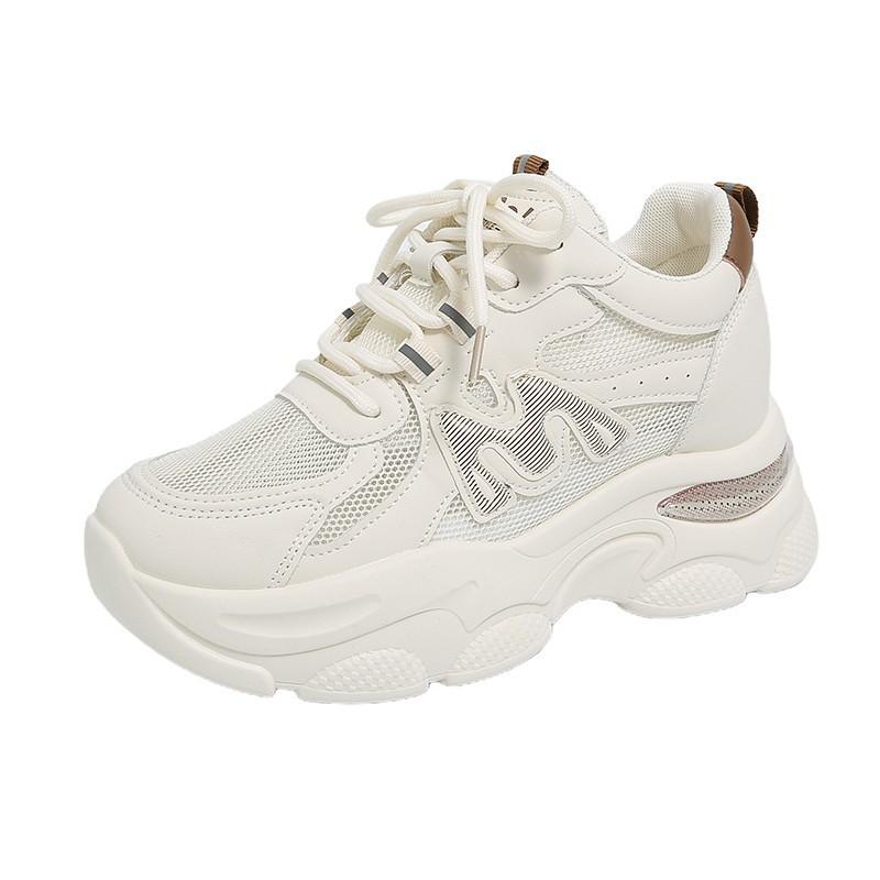Daddy Shoes Girl 2025 New Thick-soled Comfortable Versatile Breathable Little White Shoes Increase the inner height of Hanchao Lightweight Women's
