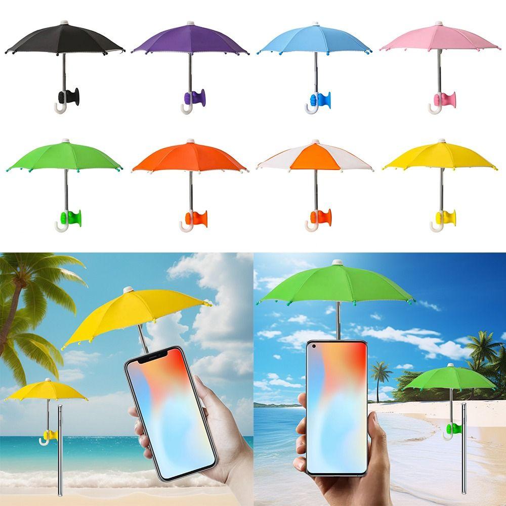 Phone Umbrella with Fist Suction Cup Sun Protection Universal Mini Windproof Sun Shade Mobile Phone Umbrella Phone Accessories