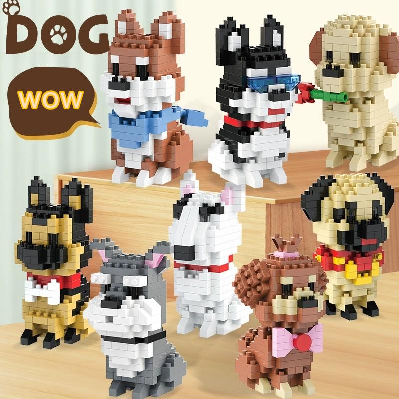 NEW DIY Cute Dog Shiba Inu Fado Husky Teddy Schnauzer Golden Retriever Pets Building Blocks Kit Bricks Model Kids Toy