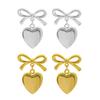 Elegant Bowknot Dangle Earrings Stylish Heart Drop Earrings Ear Jewelry CCB Material Party Ear Accessories for Party