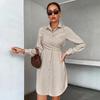 Autumn 2025 Versatile Solid Color Lapel Shirt Dress - Long Sleeve