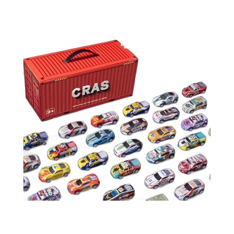 Children's Iron Car, Alloy Car To Play, With Mini 48 Back To Force Car, Gift Box Suit Container