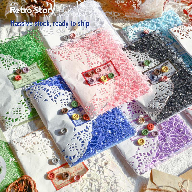 Retro Mesh Paper Background DIY Journal Stickers