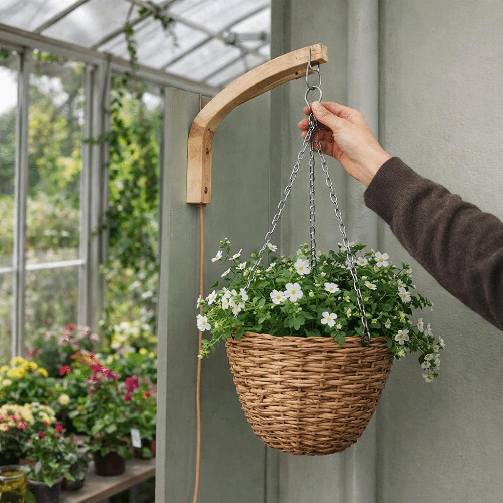 2PCS Farmhouse Style Wooden Plant Hanger Sturdy Hanging Flower Pot Hook  Patio Decoration