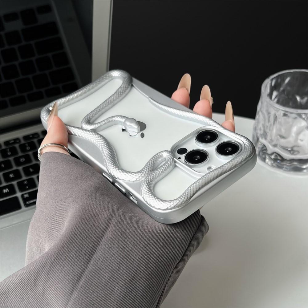 Custodia Creativa 3D Snake Placcata Vuota Dissipa Calore per iPhone 16 15 14 Plus 13 12 11 Pro Max Divertente Antiurto Morbida