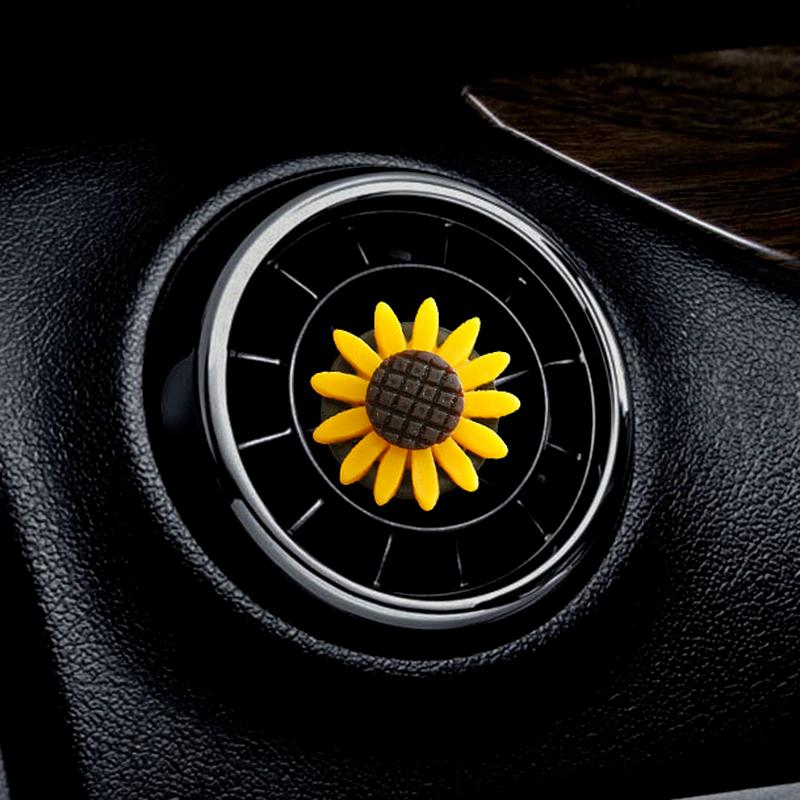2Pcs Car Air Freshener Cute Car Perfume 3cm Sunflower Vent Clip Car Fragrance Scent Diffuser Auto Interior Decor
