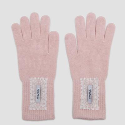 ROLAROLA LACE LABEL ANGORA GLOVES PINK