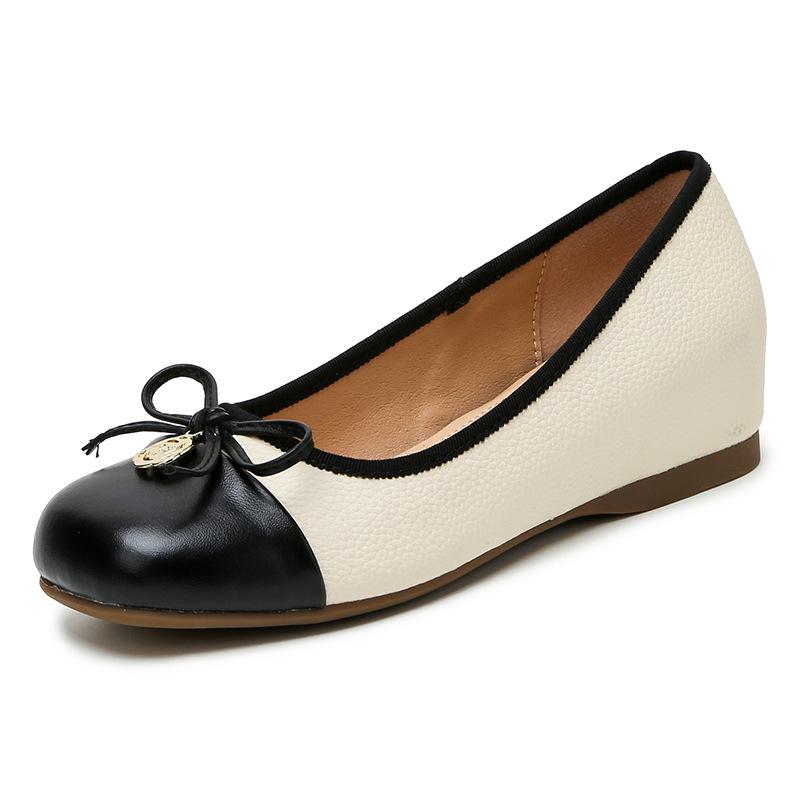 Innen erhöhende Einzelschuhe für Damen Frühling und Herbst neu Xiaoxiangfeng Französische Farbabstimmung Schleife Mary Jane Schuhe