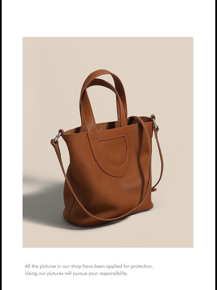 2023 Genuine Leather Pig Nose Bucket Bag - Handheld, Shoulder, Messenger, Large Capacity