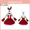 Weihnachten Weinrot 5xl Sexy Santa Maid Outfit Cosplay Schleife Lolita Kostüm