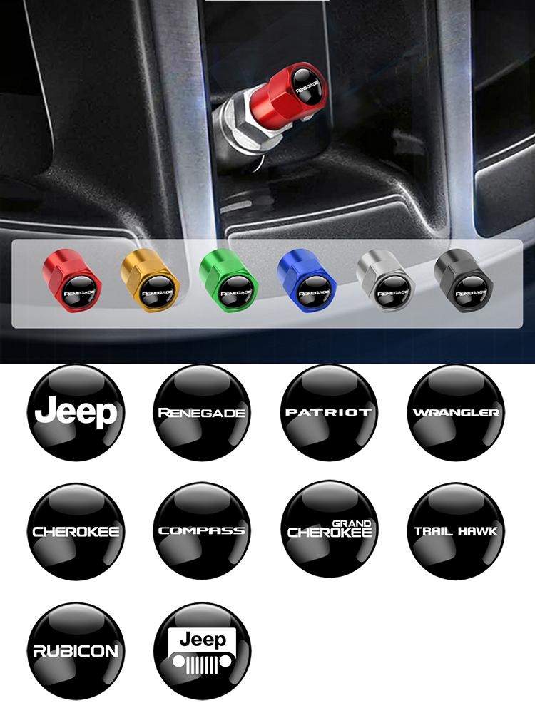 4Pcs 3D Metal Wheel Tire Valve Stem Cap Accessories For Jeep Wrangler Renegade Compass Gladiator Cherokee JL Grand Patriot Patr AMU1