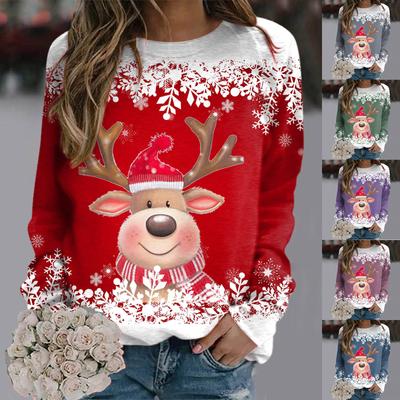 Women Christmas Cute Deer Y2k Hoodie Long Sleeve Fashion Christmas Costumes Winter And Autumn Pullover Tops Hoodless Sweatshirts