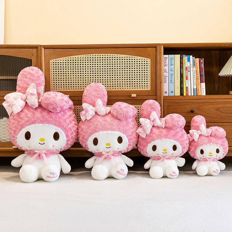 60cm Kawaii Melody Plush Toy Cute Pink Cartoon Sanrio Stuffed Doll for Girls Large Soft Teddy Bear Birthday Xmas Gift for Kids