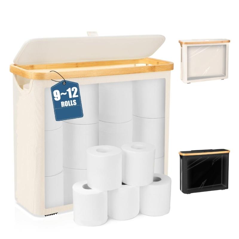 Oxford Cloth Toilet Paper Dispenser Box For Small Spaces Space Saving Bathroom Tissue Holder With Lid