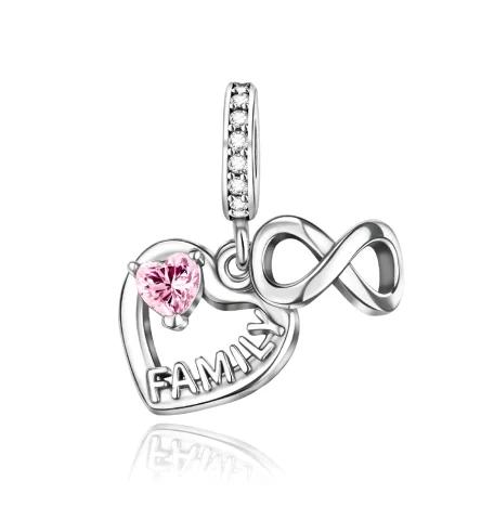 Sparkling Birthstone Charm Bead Charms Copper Heart Key Birthday Pendant Fit Authentic Necklaces Bracelets Women Jewellery Do It Yourself Gift
