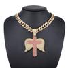 Alloy Necklace Men Trend Cross Angel Wings Pendant, Stylish Full Rhinestone Cool Hip Hop Jewelry