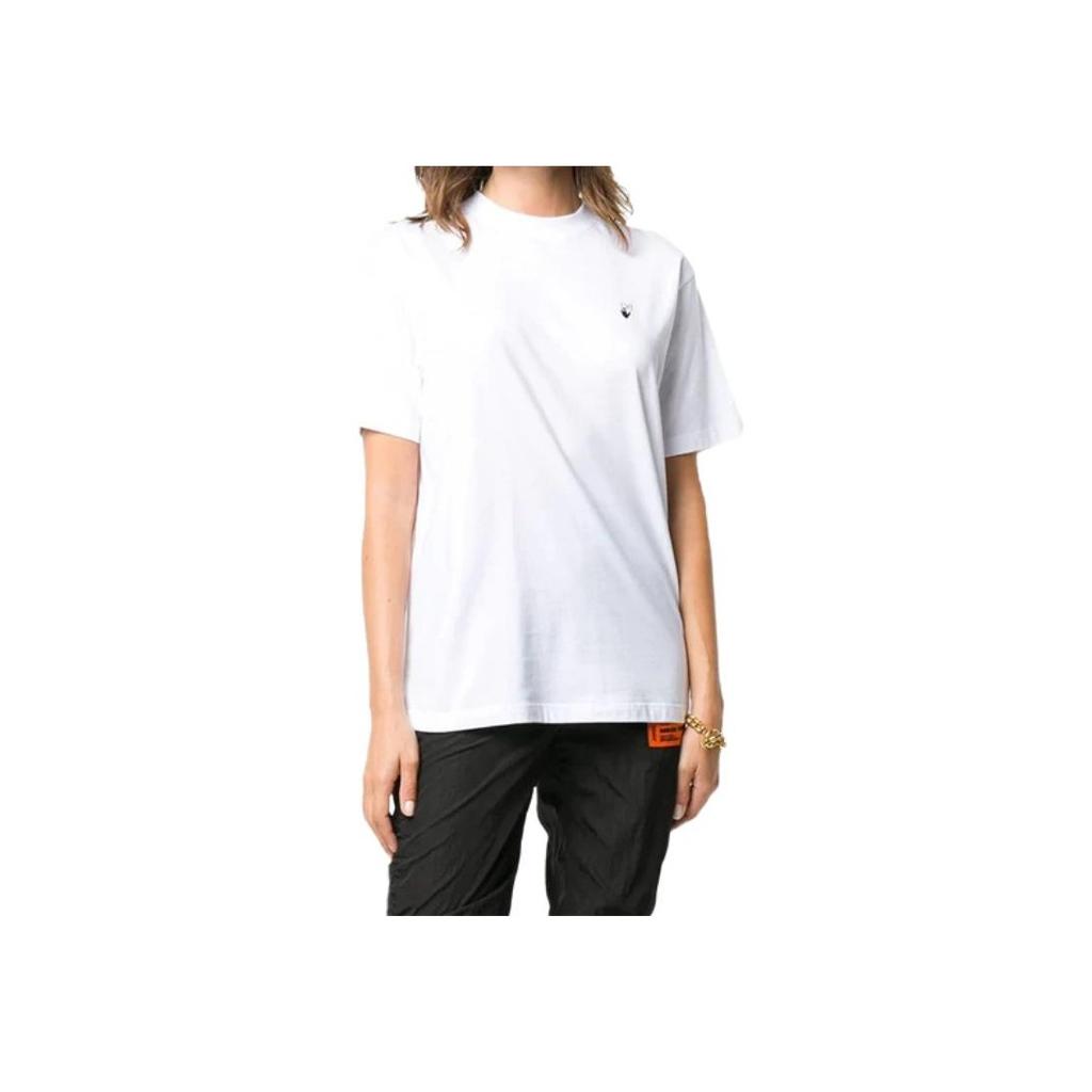 Off-White Letter Logo Floral Print Crew Neck Short Sleeve T-Shirt Women T-Shirts White OWAA049E20JER0090155