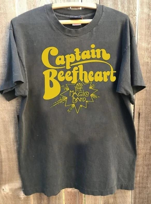 Vtg Captain Beefheart rock band music short sleeve charcoal shirt S5XL S