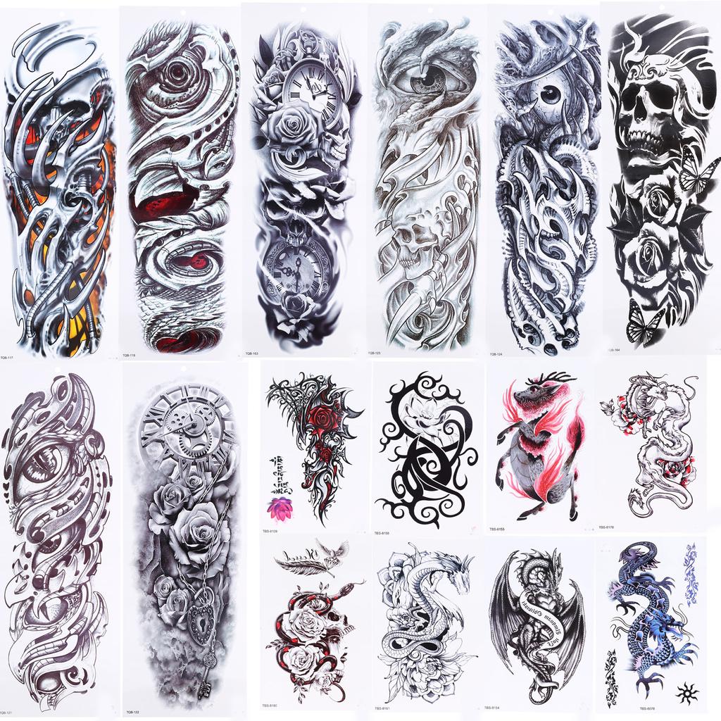 16 Stück gefälschte Tattoo-Aufkleber, temporäre, wasserdichte, große Körperkunst-Tattoos für Arme, Beine