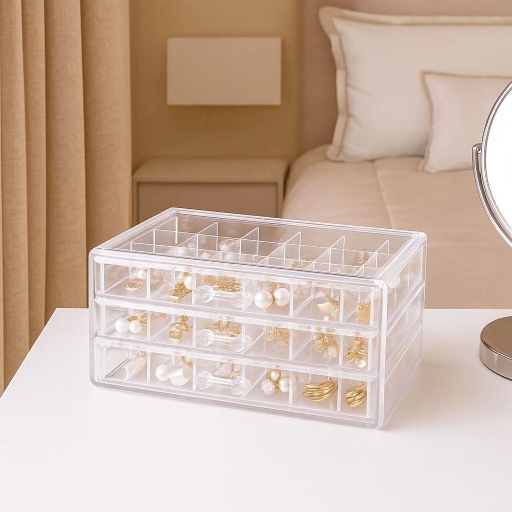 Drawer Style Jewelry Storage Box Dustproof Multi-layer Jewelry Box  Home Organization
