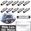 Eaglerich 10pcs 24v 3.8" 6 LED White Side Marker Truck Trailer Boss Bus Cab Marker Light RV
