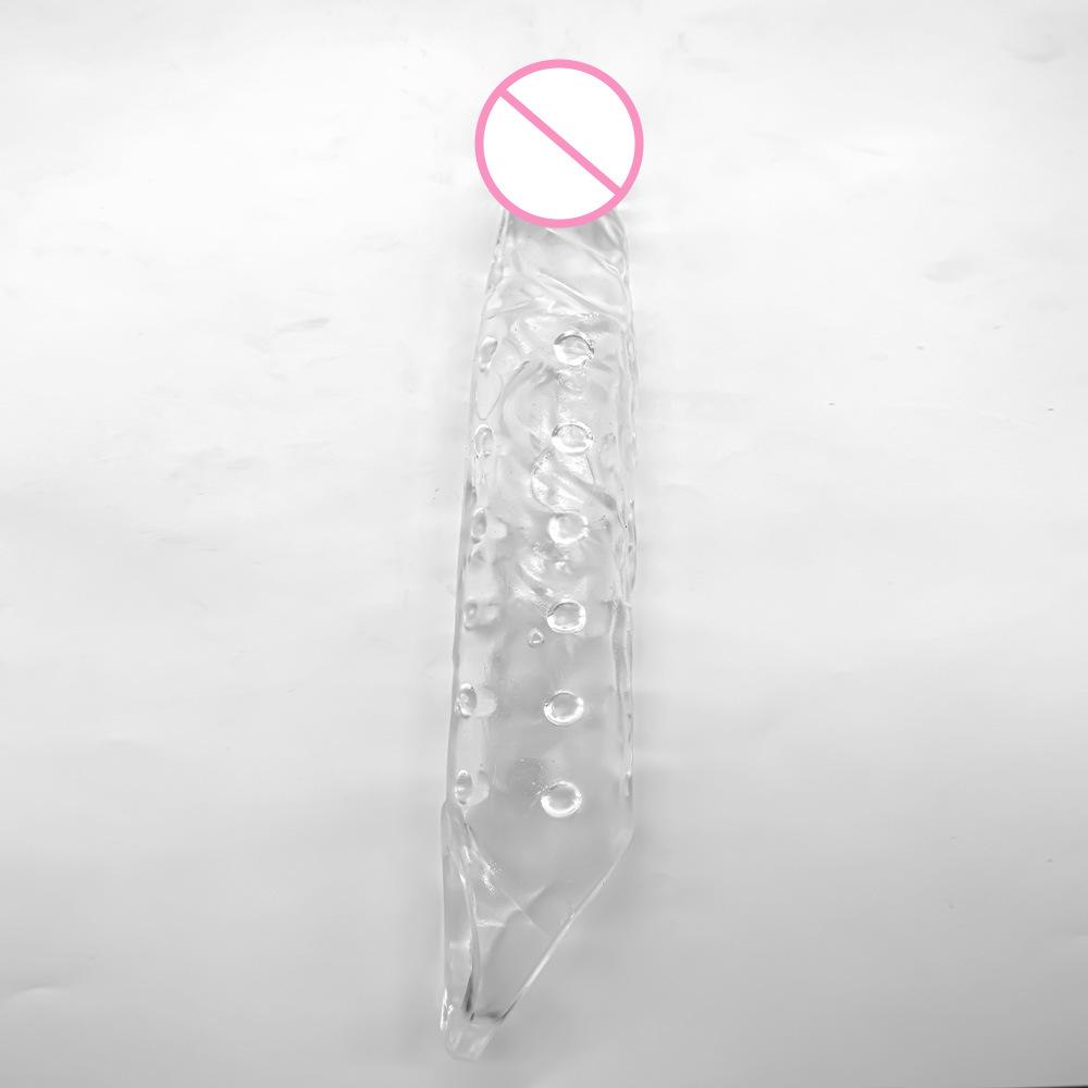 Extra Long plus Size Exotic Condom Men's Thick Penis Ring Lock Essence Glass Dildo Sets of Flexible Glue Adult Supplies
