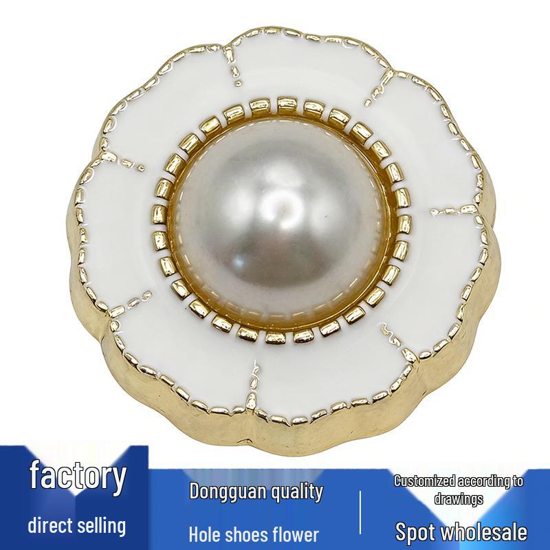 Metal Pearl Shoe Buckle Flower Accessories
