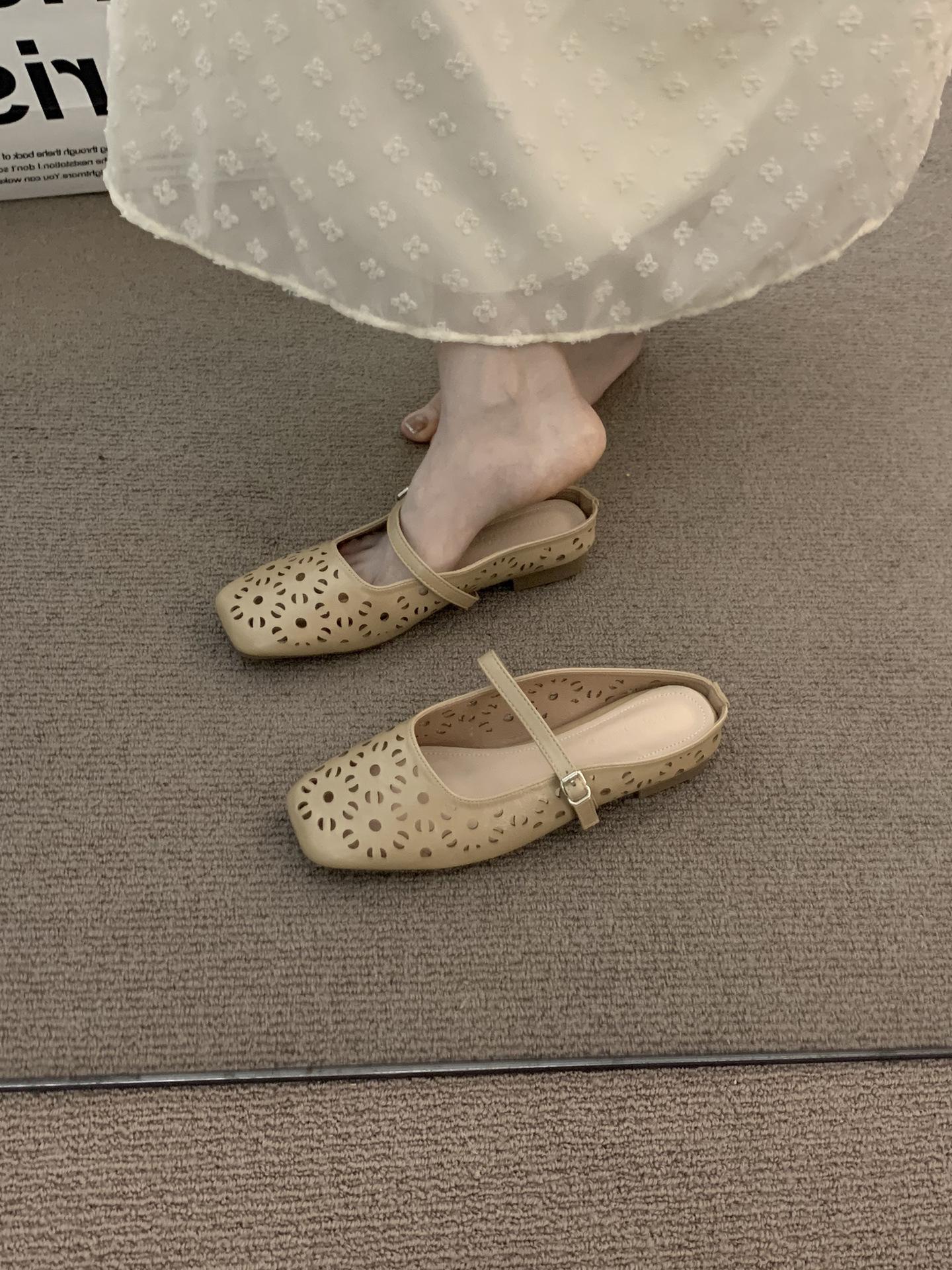 

Французские нишевые полые полушлепанцы Birkenstock женская верхняя одежда 2025 лето с юбкой нежный вечерний бриз сумка на голову сандалии 39