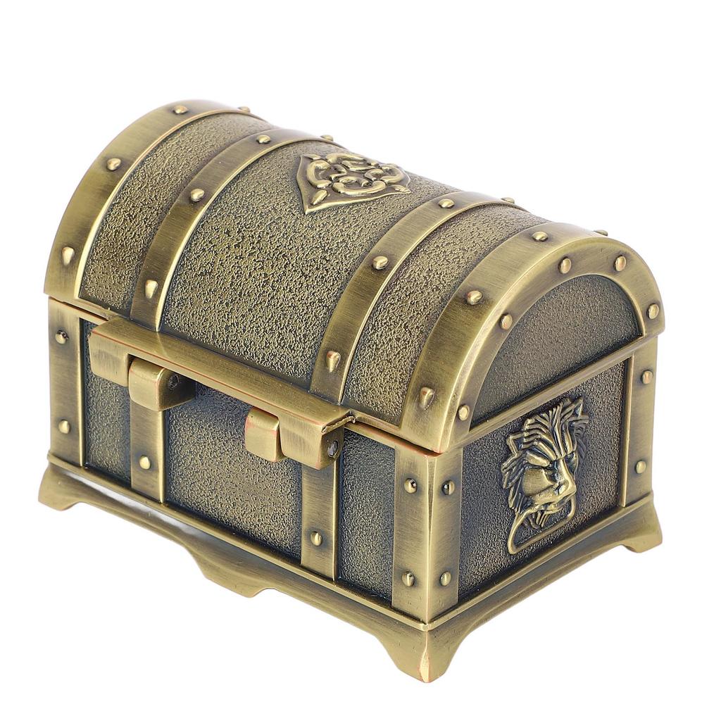 Vintage Jewelry Box European Style Exquisite Relief Pattern Antique Earring Necklace Bracelet Container Bronze