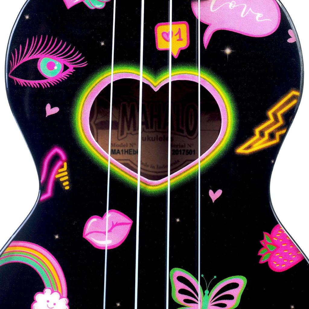 MAHALO Soprano UKULELE Art Series Heart MA1 HE Black