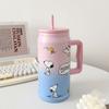 Snoopy Large-Capacity Insulated Cup, Giant Ice Cup, High-Value Student Water Bottle with Handle and Straw, Portable