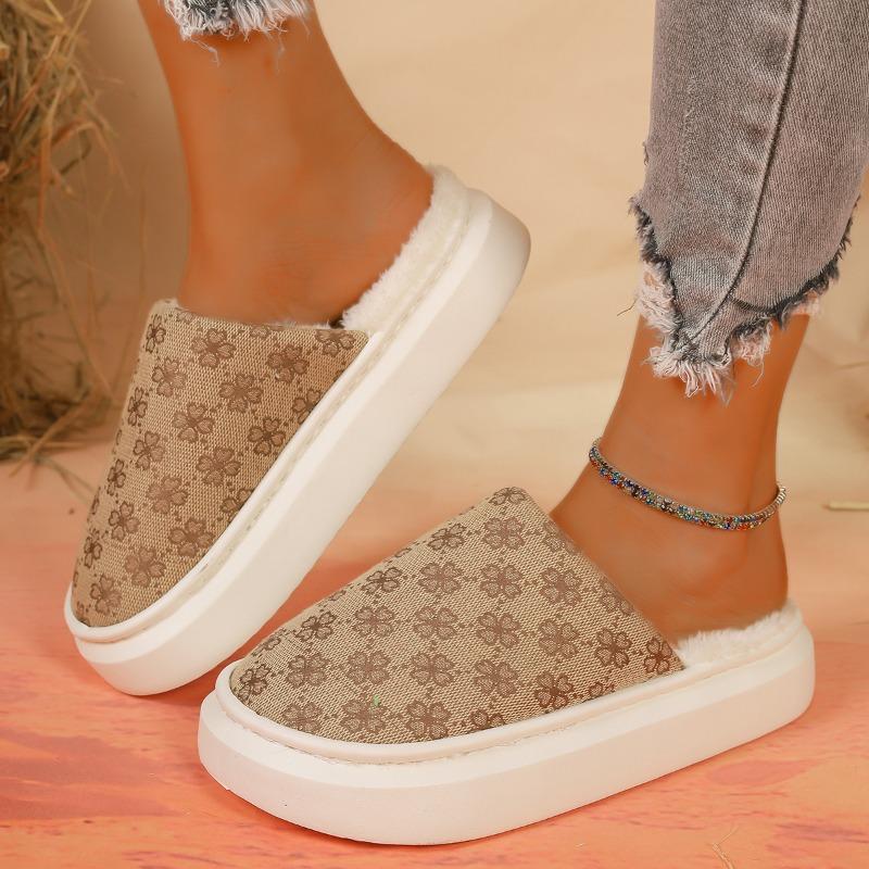 Autumn and winter new large size thick-bottomed wool slippers, velvet to keep warm, home wear bag head women