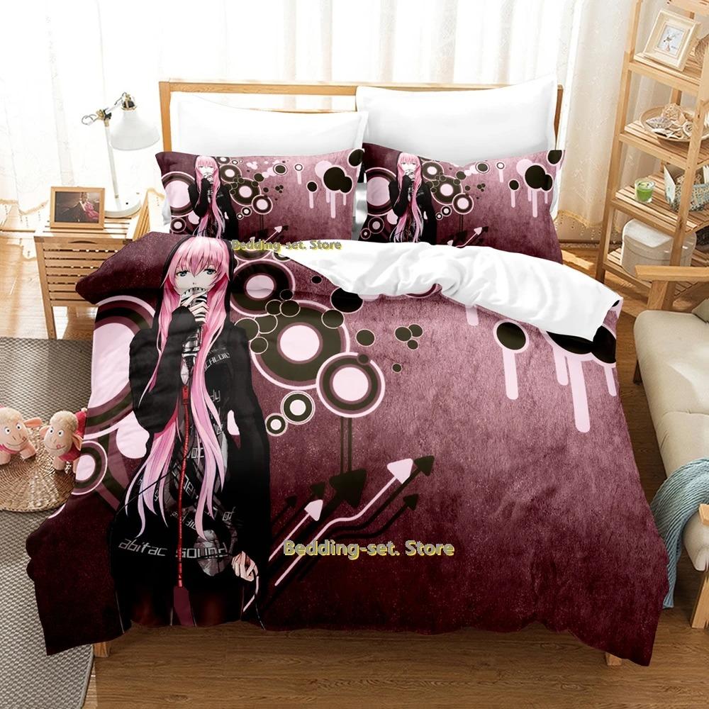 Elegant Classic Single Twin Full Queen King Vocaloid Size Bed Adult Kid Bedroom Duvetcover Sets 3D Anime Quilt