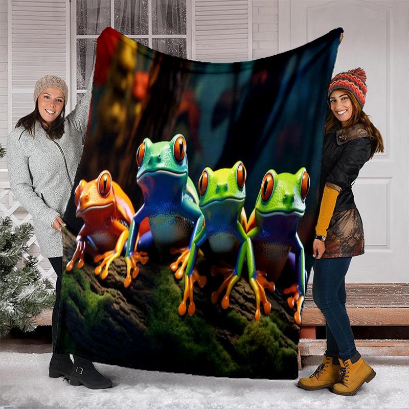 Frog Plush Blanket Suitable All Seasons Soft Comfortable Sofa Office Nap Travel Birthday Gift Christmas Present