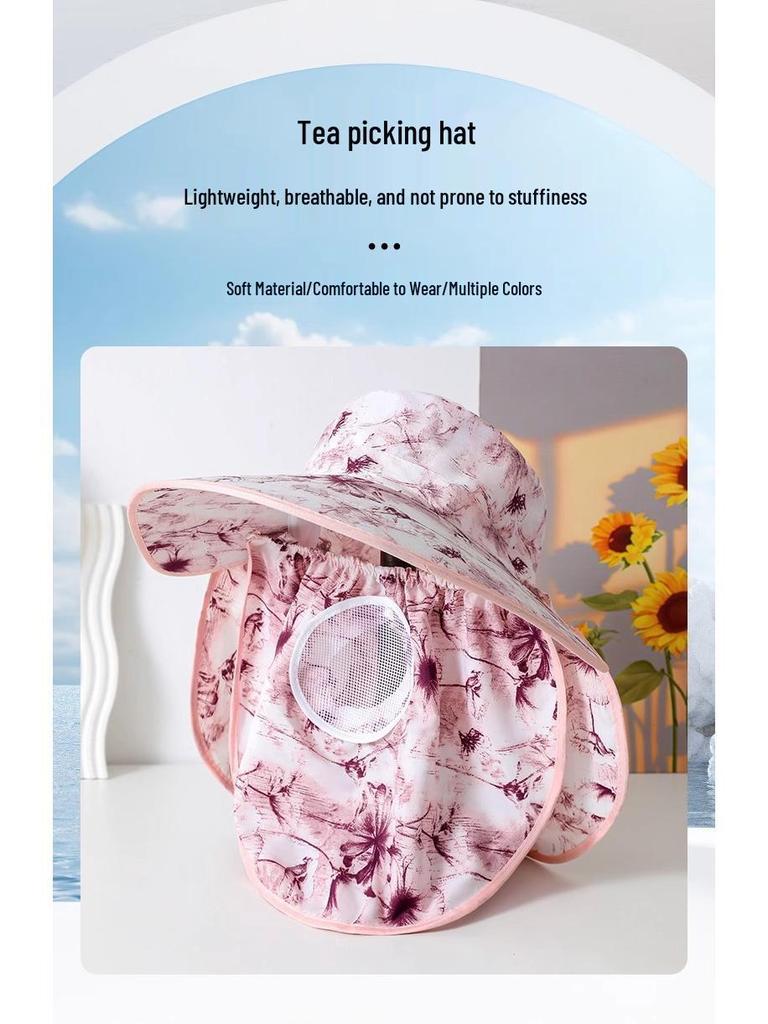 Women's Breathable Anti-UV Sun Hat with Large Brim, Face & Neck Protection - Perfect for Cycling, Outing, Tea Picking & Summer Activities