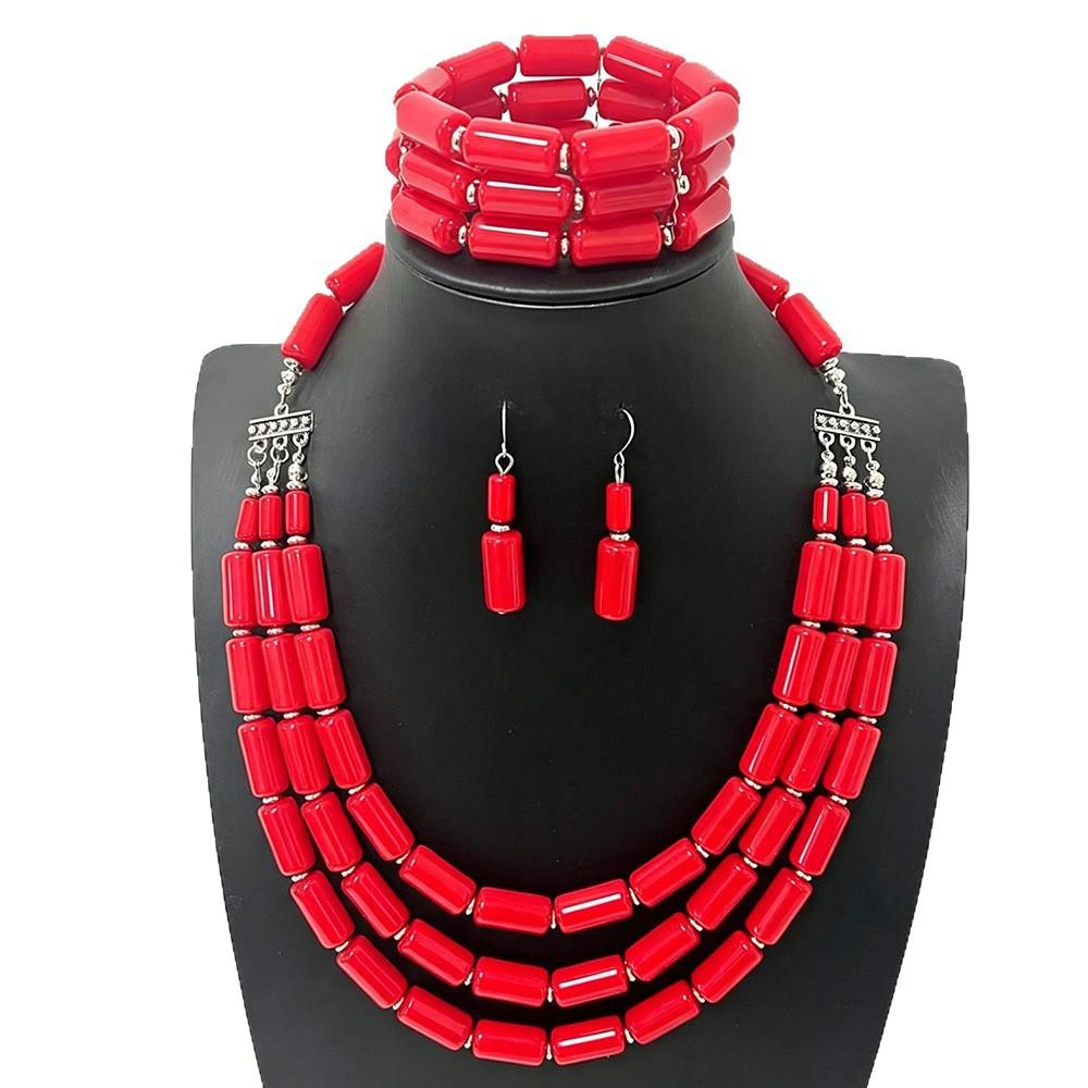 Beaded Three-piece Multi-layer Necklace, Earrings and Bracelet Set - Unique and Versatile Jewelry