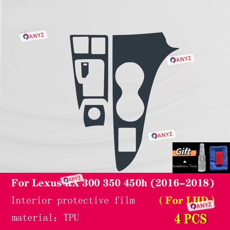 For Lexus RX 300 350 H 2016- Car Interior Center Console Transparent TPU Protective Film Anti-scratc Repair Film Accessories