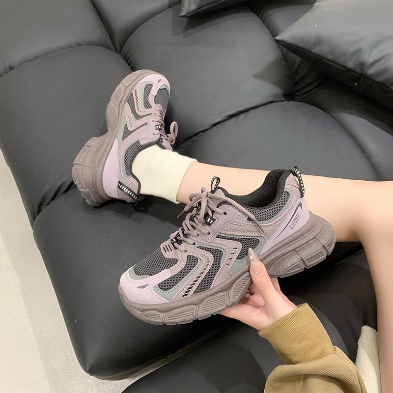 Thick-soled Heightening Dad Shoes Women's Summer Breathable Running Shoes 2025 New Fried Street Popular Fashion Sports and Leisure Shoes